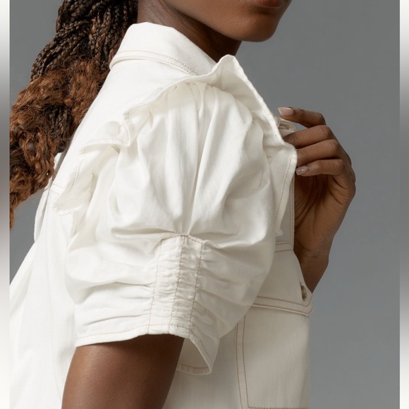 Pilcro The Ozzi Ruffle-Sleeve Buttondown Shirt - Picture 4 of 4